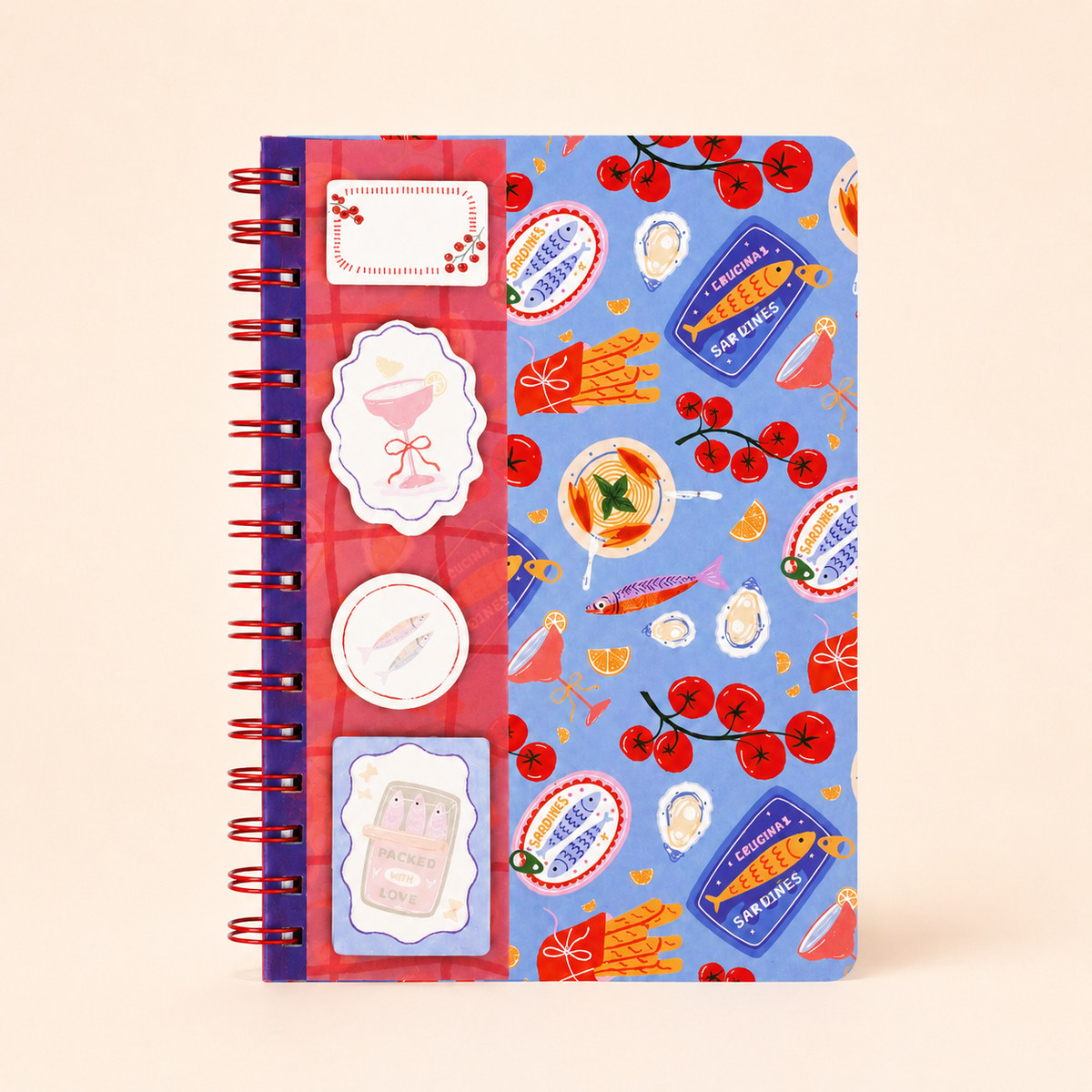Mediterranean A5 Spiral Notebook with Sticky Notes
