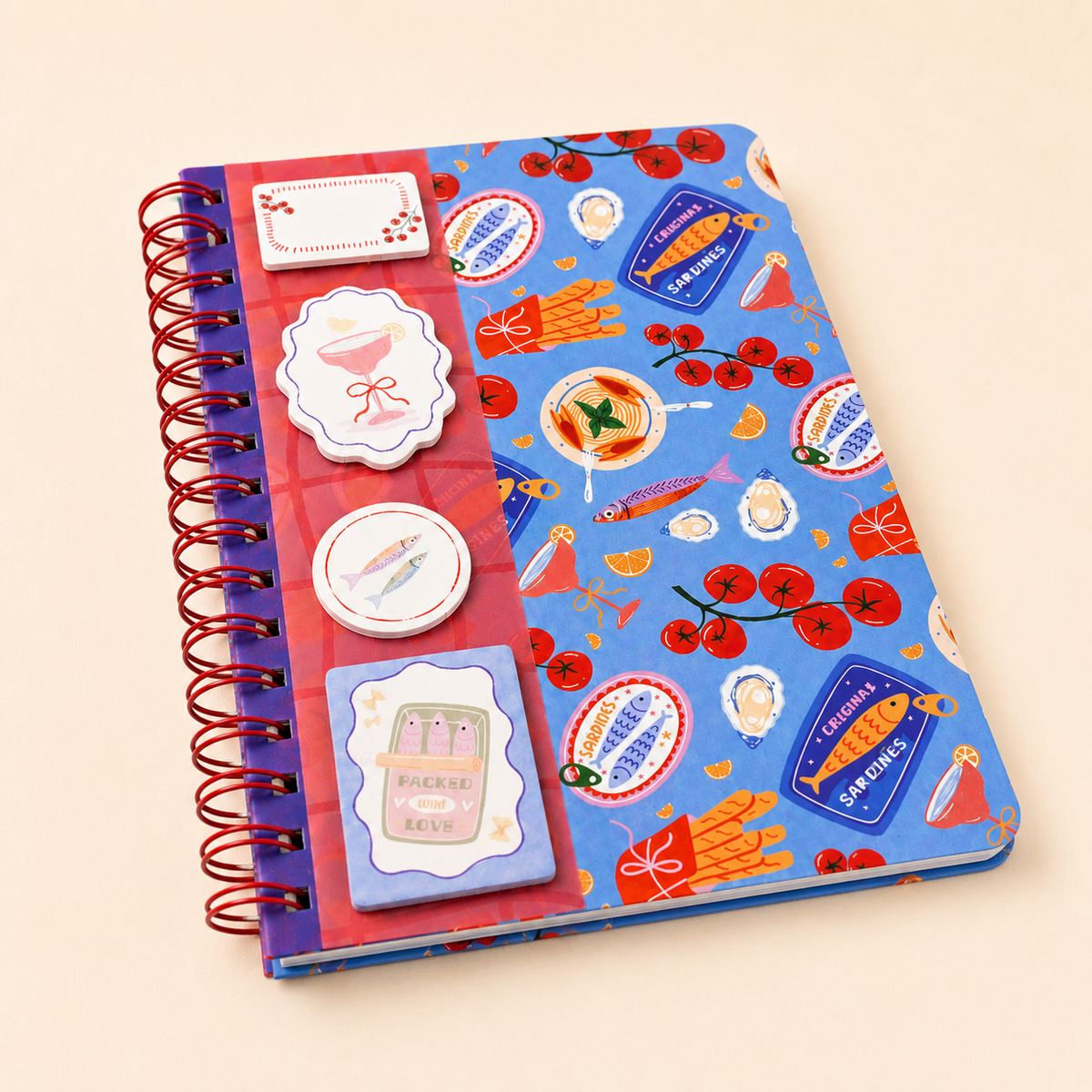 Mediterranean A5 Spiral Notebook with Sticky Notes